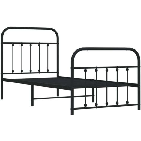 Cadre de lit métal sans matelas avec pied de lit noir 90x190 cm vidaXL