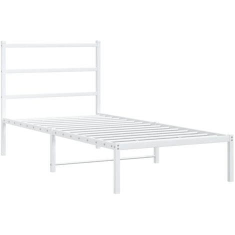 Cadre de lit métal sans matelas avec tête de lit blanc 90x200cm vidaXL