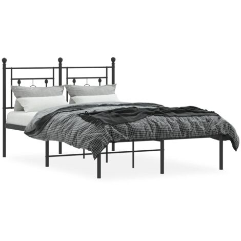 Cadre de lit métal sans matelas avec tête de lit noir 120x190cm vidaXL