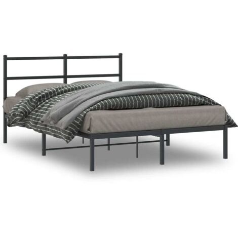 Cadre de lit métal sans matelas avec tête de lit noir 135x190cm vidaXL