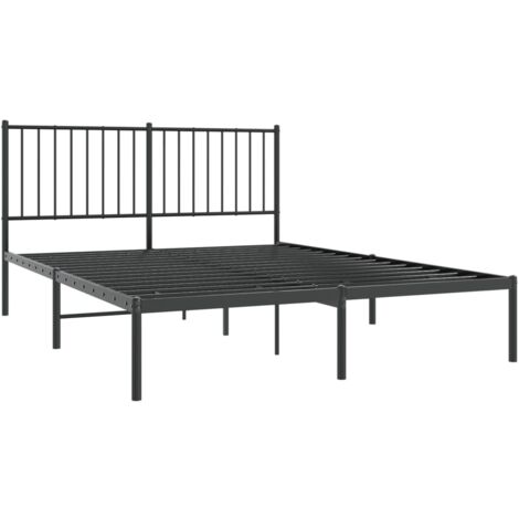 Cadre de lit métal sans matelas avec tête de lit noir 140x190cm vidaXL