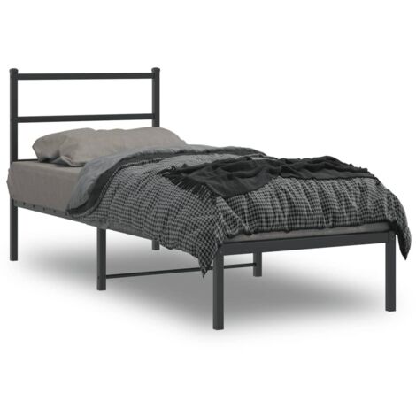 Cadre de lit métal sans matelas avec tête de lit noir 75x190 cm vidaXL