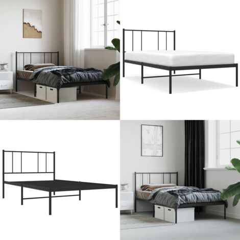 Cadre de lit métal sans matelas avec tête de lit noir 90x190 cm - Cadre De Lit - Lit Double - Lit Metal - Lit Moderne - Literie - Home & Living