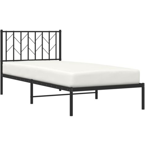 Cadre de lit métal sans matelas avec tête de lit noir 90x190 cm vidaXL