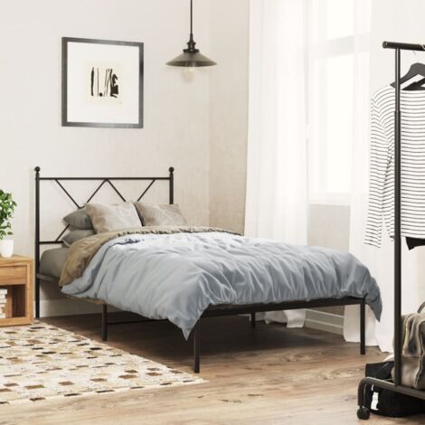 Cadre de lit métal sans matelas avec tête de lit noir 90x190 cm vidaXL