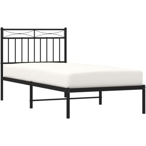 Cadre de lit métal sans matelas avec tête de lit noir 90x190 cm vidaXL