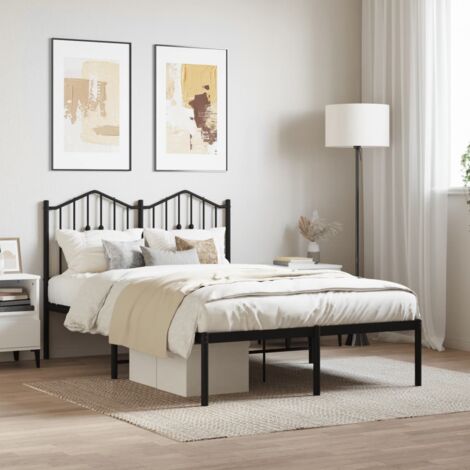 Cadre de lit métal sans matelas avec tête de lit-Structure de lit avec panneau de lit noir 120x190cm 872281