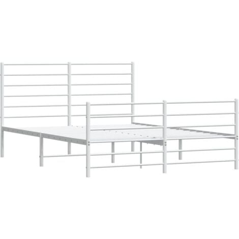 JINLEFU Cadre de lit métal sans matelas et pied de lit blanc 160x200 cm vidaXL