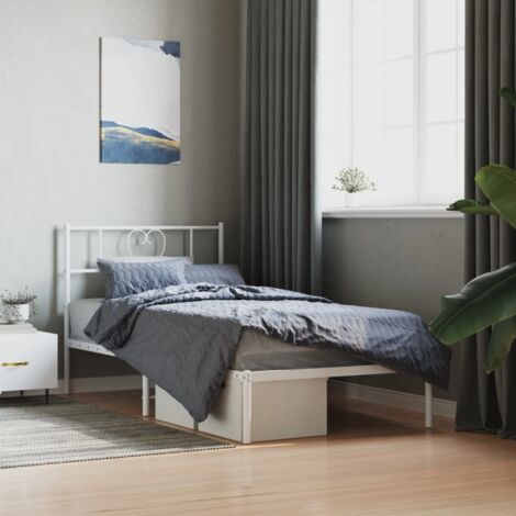 Cadre de lit métal sans matelas et tête de lit blanc 107x203 cm vidaXL