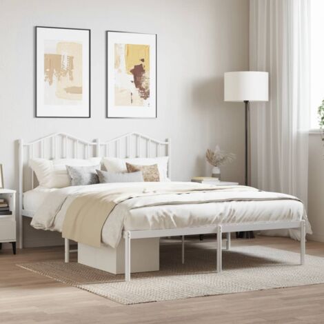 Cadre de lit métal sans matelas et tête de lit blanc 140x190 cm vidaXL