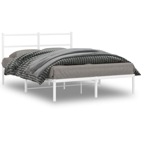 Cadre de lit métal sans matelas et tête de lit blanc 140x190 cm vidaXL
