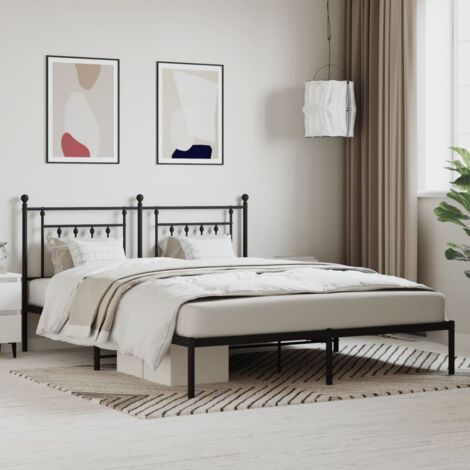 Cadre de lit métal sans matelas et tête de lit noir 160x200 cm vidaXL