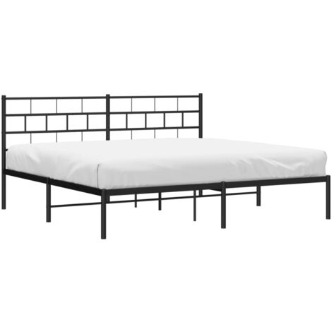 Cadre de lit métal sans matelas et tête de lit noir 180x200 cm vidaXL