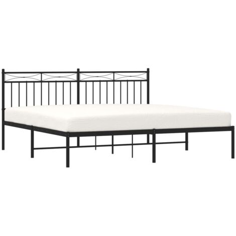 Cadre de lit métal sans matelas et tête de lit noir 180x200 cm vidaXL