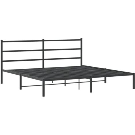 Cadre de lit métal sans matelas et tête de lit noir 180x200 cm vidaXL