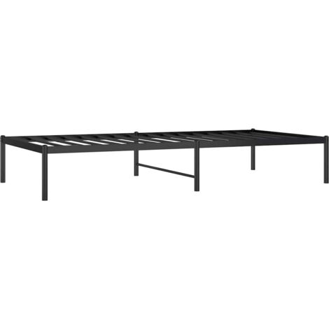 Cadre de lit métal sans matelas noir 90x190 cm