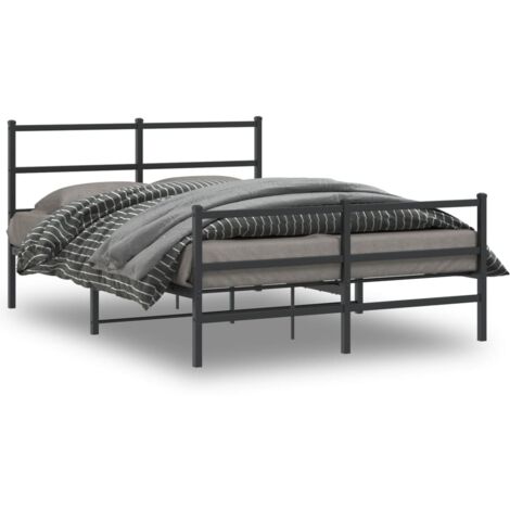 Cadre de lit métal sans matelas-Structure de lit avec pied de lit noir 135x190cm 846742
