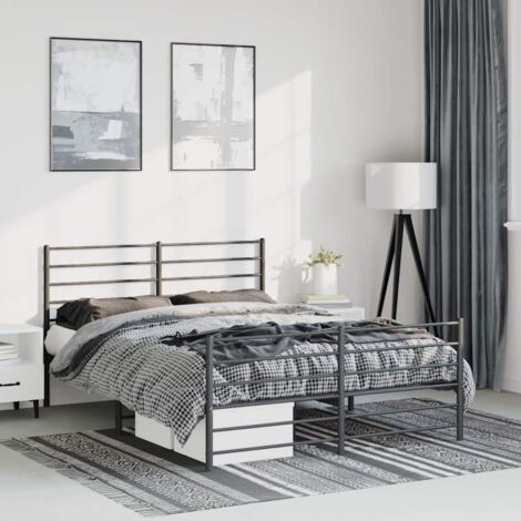 Cadre de lit métal sans matelas-Structure de lit avec pied de lit noir 150x200cm 587909