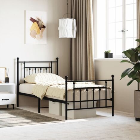 Cadre de lit métal sans matelas-Structure de lit avec pied de lit noir 90x190 cm 115244