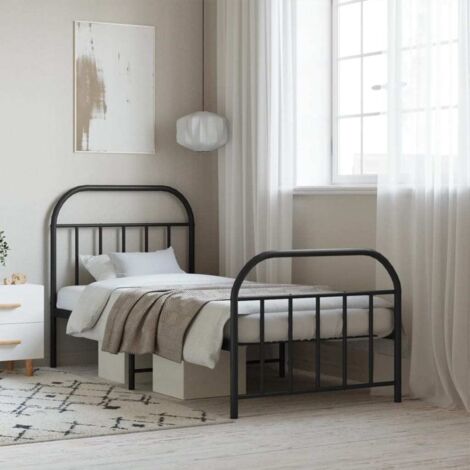 Cadre de lit métal sans matelas-Structure de lit avec pied de lit noir 90x190 cm 391741