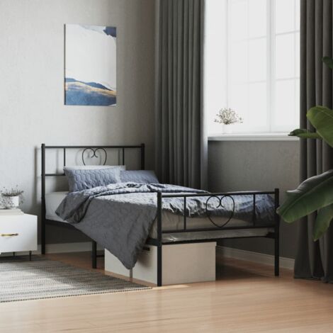 Cadre de lit métal sans matelas-Structure de lit avec pied de lit noir 90x190 cm 814161