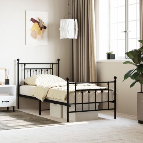 Cadre de lit métal sans matelas-Structure de lit avec pied de lit noir 90x200 cm 654064
