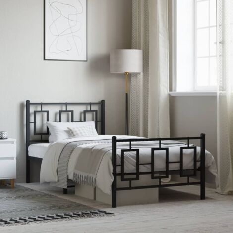 Cadre de lit métal sans matelas-Structure de lit avec pied de lit noir 90x200 cm 869139