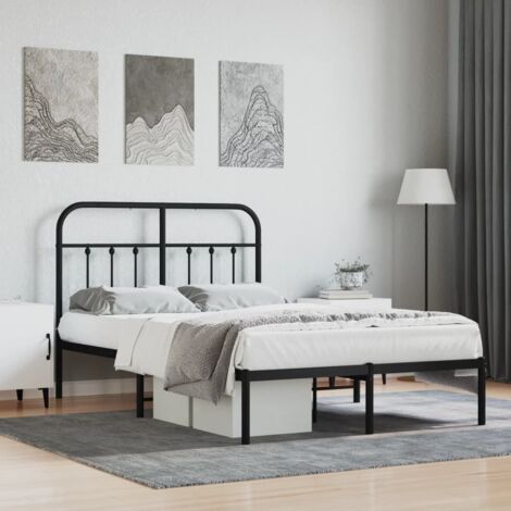 Cadre de lit métal sans matelas-Structure de lit avec tête de lit noir 120x190cm 277611