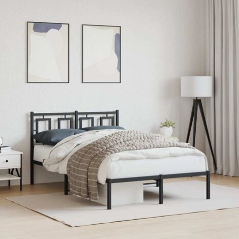 Cadre de lit métal sans matelas-Structure de lit avec tête de lit noir 120x190cm 341888