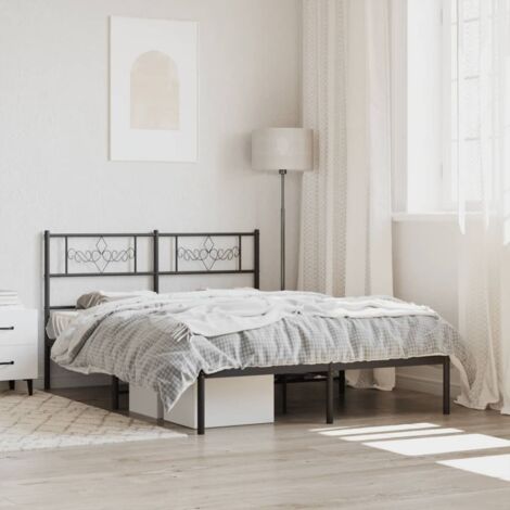 Cadre de lit métal sans matelas-Structure de lit avec tête de lit noir 120x190cm 700333