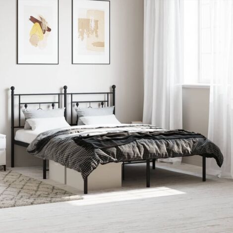 Cadre de lit métal sans matelas-Structure de lit avec tête de lit noir 140x190cm 233665