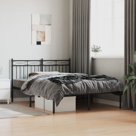 Cadre de lit métal sans matelas-Structure de lit avec tête de lit noir 140x190cm 259592