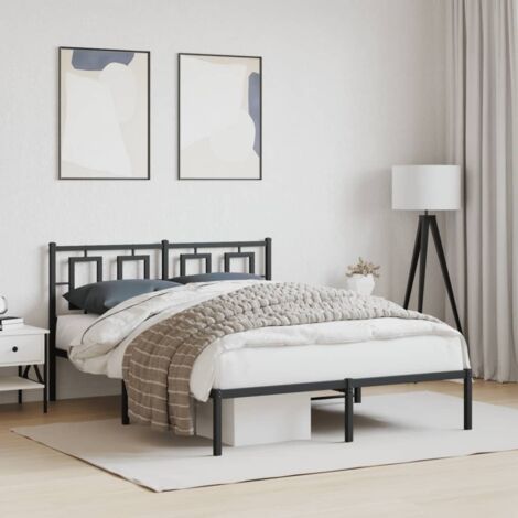 Cadre de lit métal sans matelas-Structure de lit avec tête de lit noir 140x190cm 963639