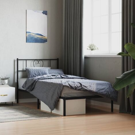 Cadre de lit métal sans matelas-Structure de lit avec tête de lit noir 90x190 cm 625970