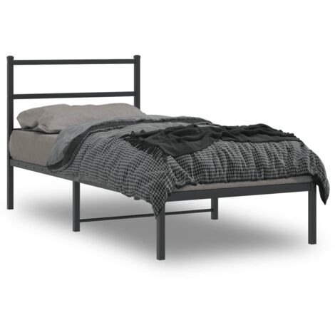Cadre de lit métal sans matelas-Structure de lit avec tête de lit noir 90x190 cm 691509