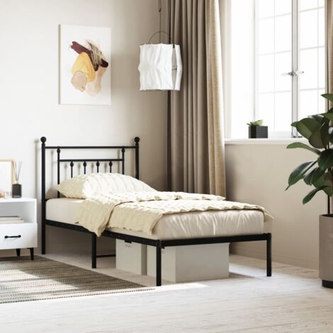 Cadre de lit métal sans matelas-Structure de lit avec tête de lit noir 90x190 cm 816528