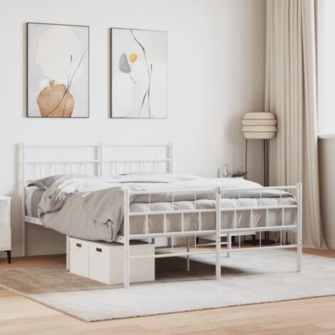 Cadre de lit métal sans matelas-Structure de lit et pied de lit blanc 140x200 cm 551467