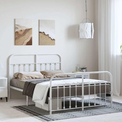 Cadre de lit métal sans matelas-Structure de lit et pied de lit blanc 150x200 cm 515838