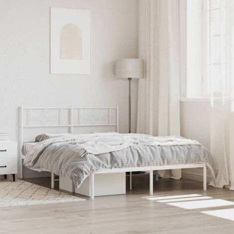 Cadre de lit métal sans matelas-Structure de lit et tête de lit blanc 120x190 cm 868105