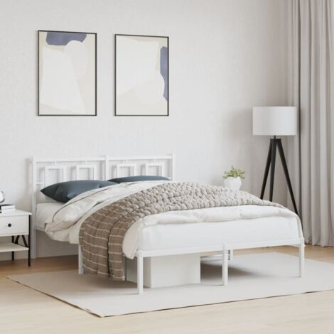 Cadre de lit métal sans matelas-Structure de lit et tête de lit blanc 140x190 cm 292407