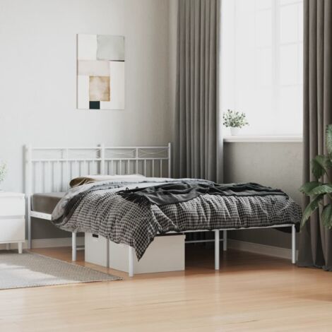 Cadre de lit métal sans matelas-Structure de lit et tête de lit blanc 140x200 cm 840076