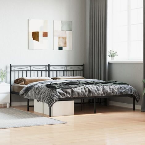 Cadre de lit métal sans matelas-Structure de lit et tête de lit noir 180x200 cm 368036