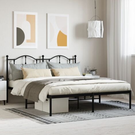 Cadre de lit métal sans matelas-Structure de lit et tête de lit noir 180x200 cm 674582