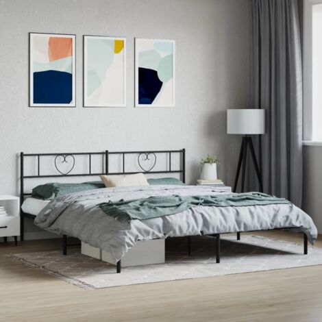 Cadre de lit métal sans matelas-Structure de lit et tête de lit noir 180x200 cm 894713