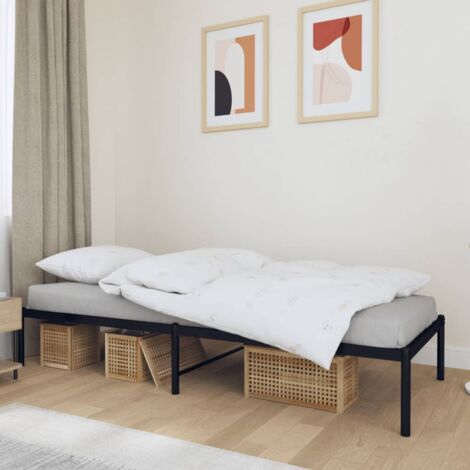 Cadre de lit métal sans matelas-Structure de lit noir 90x190 cm 448101