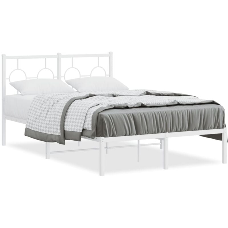 Vidaxl - Cadre de lit métal avec tête de lit blanc 120x190 cm