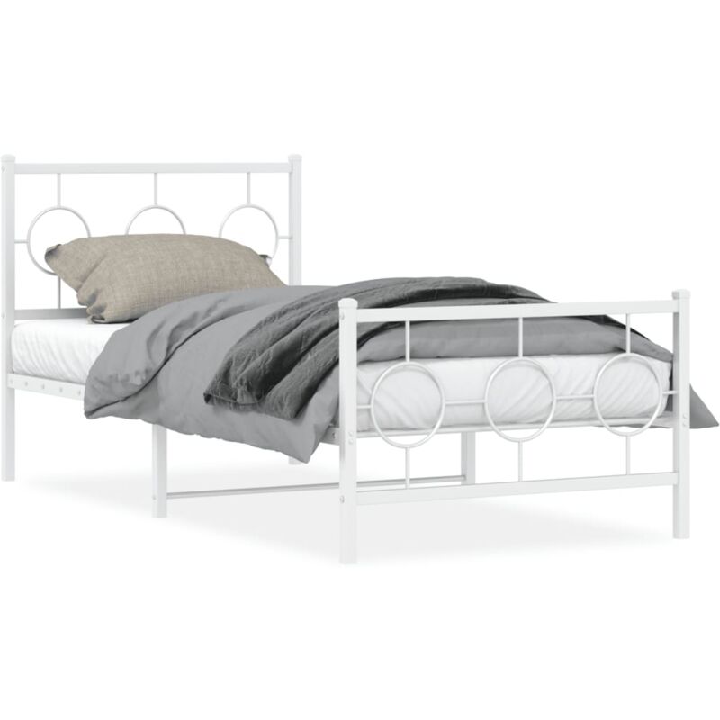 Cadre de lit métal avec tête de lit/pied de lit blanc 90x190 cm - Vidaxl