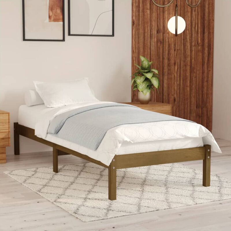 Vidaxl - Cadre de lit sans matelas marron miel bois massif 100x200 cm
