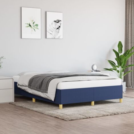Cadre De Lit Moderne: Double - Lit Double adulte - Bleu 140x190 cm Tissu Chic-982727