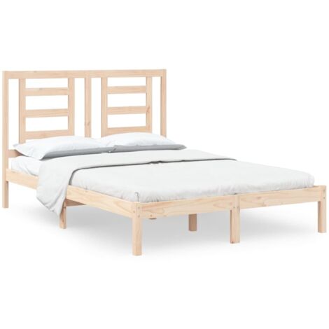 Cadre De Lit Moderne: Double - Lit Double adulte - Bois de pin massif 140x190 cm Chic-307619